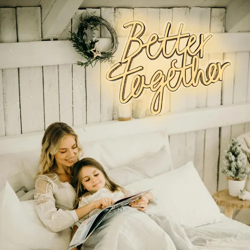 Miniatura 5 de Letrero de neón Better Together, letrero de luz LED de neón ajustable con fondo alimentado por USB, luz colgante para boda, bar, cumpleaños