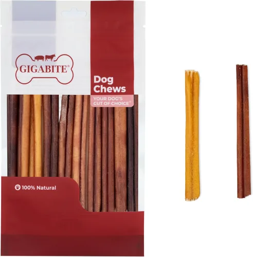 Miniatura 18 de GigaBite Bully Sticks - Golosinas masticables para perros totalmente naturales, sin olor y cuero crudo, masticables de larga duración con alto