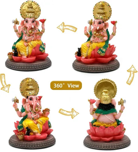 Miniatura 2 de alikiki Estatua de ídolo hindú de Dios Ganesha – 6.8 pulgadas hindú Murti Lord Ganesh Ganpati para oficina en casa, altar mandir templo Pooja