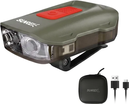 Miniatura 9 de SUNREI Luz recargable con sensor de movimiento con clip para sombrero con 150 lúmenes y 600 mAh, linterna giratoria para pesca, camping, correr