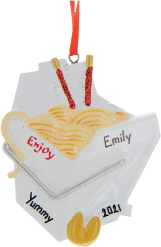 Miniatura 2 de Adornos de comida personalizados 2025 – Adorno de comida china, cajas chinas adornos de Navidad personalizados, caja de comida para llevar, adorno