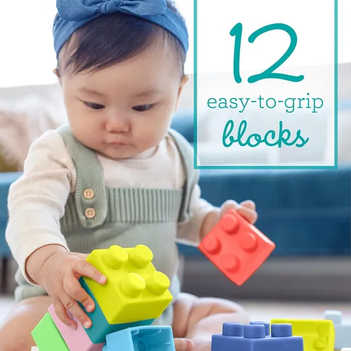 Miniatura 2 de Infantino Bloques de construcción súper suaves, fáciles de sostener para bebés y niños pequeños, sin BPA, multicolor, juego de 12 piezas