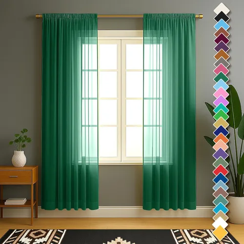 Miniatura 10 de YHSF Cortinas traslúcidas – Juego de 2 paneles para decoración del hogar – Elegantes cortinas de gasa sólida con bolsillo para barra