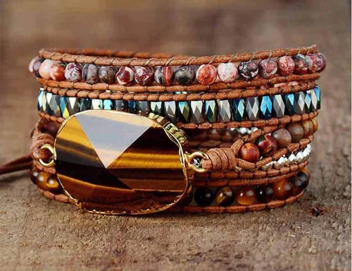 Miniatura 99 de ZOSOJONA - Pulseras bohemias hechas a mano de piedra natural, que dan vuelta, con cuentas de cristal de turquesa