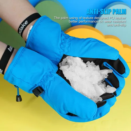 Miniatura 8 de Andake - Guantes de nieve impermeables y transpirables para niños de 2 a 7 años, guantes abrigados de esquí para invierno, mitones para niños y niñas