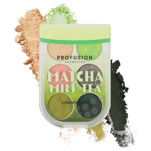 Miniatura 7 de Profusion Cosmetics Paleta de sombras de ojos de té de leche, 6 tonos altamente pigmentados y mezclables con acabados mate y brillantes para un Té