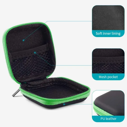 Miniatura 6 de Sunguy Paquete de 2 fundas para audífonos, estuche portátil de transporte para auriculares pequeños, bolsa de almacenamiento con clip de mosquetón