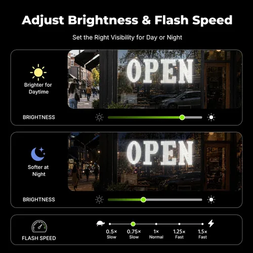 Miniatura 4 de Letrero LED abierto grande de 30" x 10" con control remoto de alta visibilidad para negocios, letrero abierto de 14 modos adecuado para tienda, bar