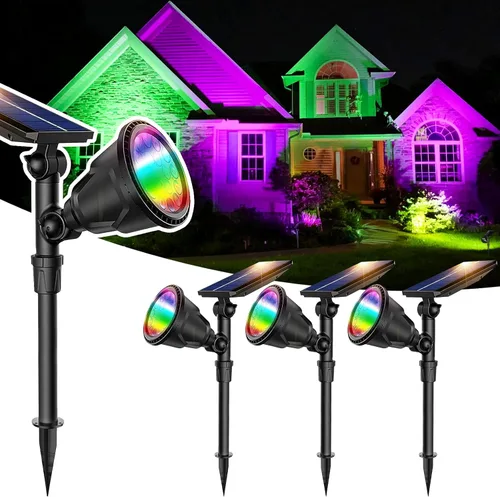 Miniatura 10 de JSOT Focos solares de 600 lúmenes al aire libre para jardín, IP65, impermeables, iluminación de paisaje para pasarela, pared, jardín, patio, camino