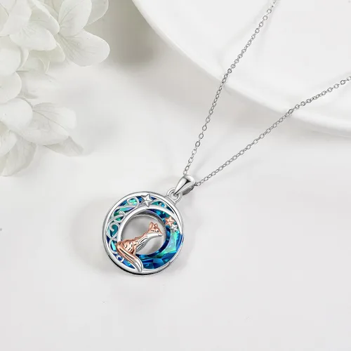 Miniatura 5 de CUPENDA Collar de plata de ley con colgante de zorroserpienteunicorniobúho en la lunaconejocaballo, joyería de regalo para mujeres, mamá, hermana