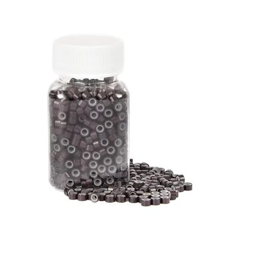 1000 anillos de microeslabones de silicona de alta calidad, cuentas forradas de 0.197 in para extensiones de cabello con punta I (1000 unidades,