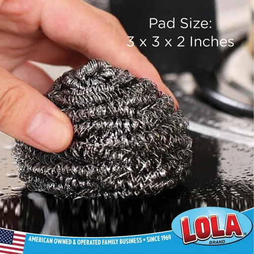 Miniatura 3 de LOLA - Estropajo de lana de acero inoxidable, tamaño jumbo, 1.23 oz, de LOLA, alambre plano rizado, limpia los desastres en utensilios de cocina, 1