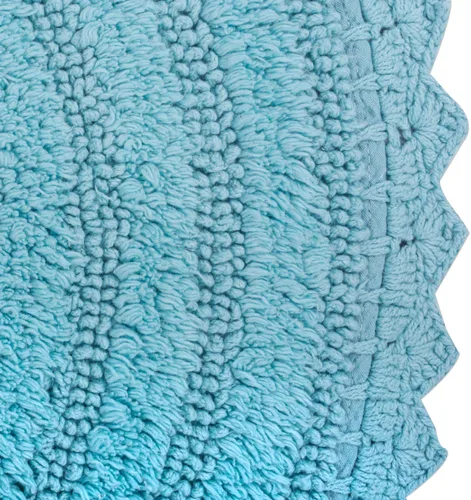 Miniatura 4 de DII Crochet Collection - Tapete de baño reversible, redondo, 27.5 pulgadas de diámetro, color azul camafeo Azul Cameo