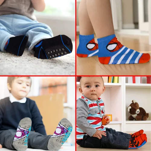 Miniatura 5 de Marvel Calcetines Spiderman Grip, paquete de 10, niños pequeños, longitud al tobillo, multicolor, S