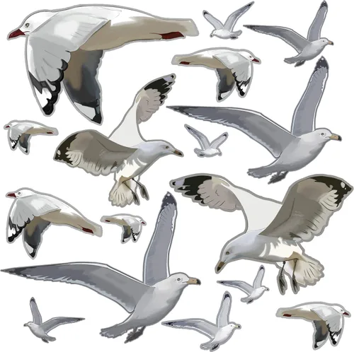 Miniatura 3 de Calcomanías decorativas para pared de gaviota, calcomanías de escena de playa, rebaño de pájaros voladores, vinilo costero, sala de estar, baño