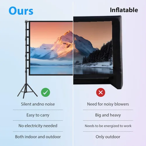 Miniatura 3 de Pantalla de proyector de 200 pulgadas con soporte: VOOPVOR Pantalla de proyección grande portátil de 16 pies y soporte para exteriores, pantalla