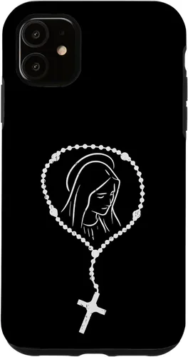 iPhone 11 Rosario Virgen María Dios Jesús Fe religioso católico estuche de regalo