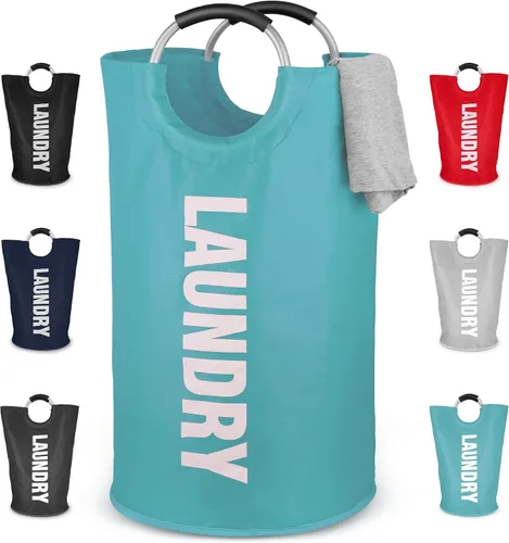 Miniatura 8 de Zulay Home Cesta de lavandería grande y resistente de 82 litros – Bolsa de lavandería acolchada antideslizante con asas – Cestas de lavandería Rojo