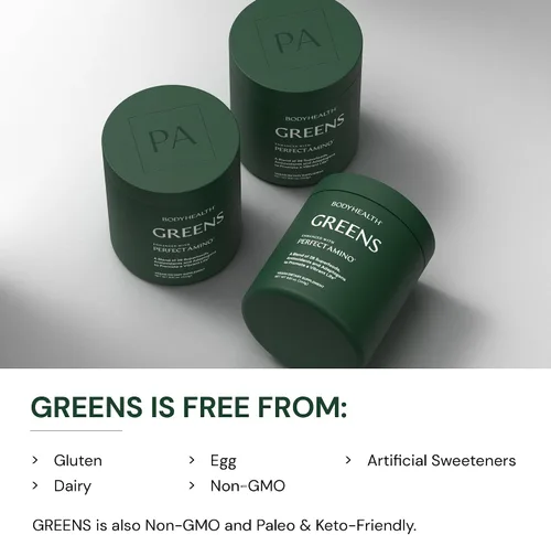 Miniatura 5 de BodyHealth Greens mejorado con PerfectAmino - Polvo diario de batido de manzana verde de superalimento con verduras, frutas, antioxidantes, Verdes