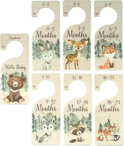 Miniatura 2 de Divisores de armario de bebé Divisores de armario para decoración de guardería de bosque para ropa de bebé Divisores de madera para ropa de bebé