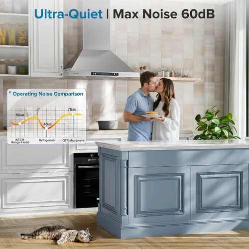 Miniatura 4 de IKTCH Campana extractora de montaje en pared de 30 pulgadas, campana de ventilación de cocina de bajo ruido de 390 CFM, convertible