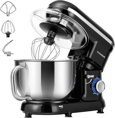 Miniatura 9 de VIVOHOME - Batidora de mesa de 660 W, 10 velocidades, 6 cuartos de galón, mezclador eléctrico de cocina con cabezal basculante, batidor, gancho