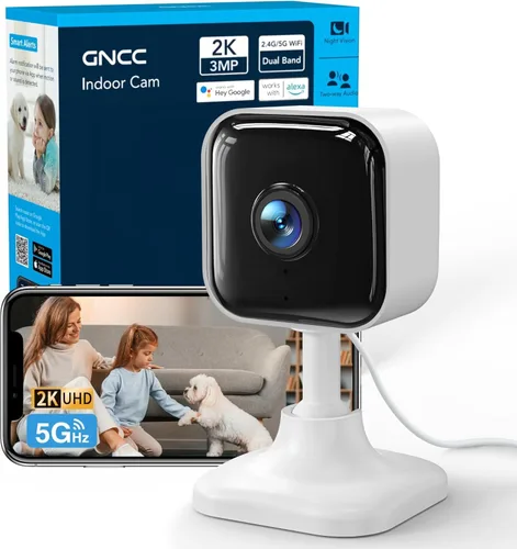 GNCC Cámara de seguridad interior 2K para el hogar, cámara para mascotas 0.08 oz/0.18 oz WiFi, mini cámara para perros con aplicación de teléfono,