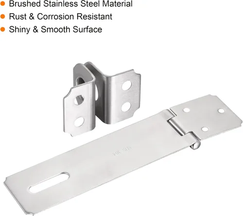 Miniatura 4 de MECCANIXITY Cerradura gruesa de acero inoxidable de 6 pulgadas para puerta, cierre de candado pesado con tornillos para puerta de armario