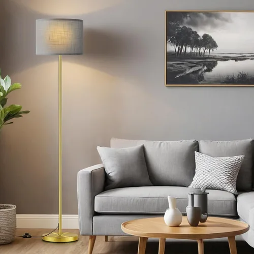 Miniatura 20 de Ambimall - Lámpara de pie moderna con control remoto, lámparas altas para sala de estar, habitación, oficina y comedor, pantalla beige con poste