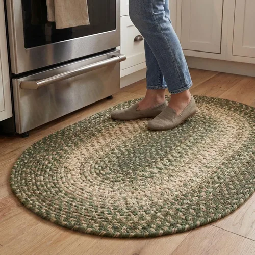 Miniatura 50 de Super Area Rugs Alfombras Trenzadas Alfombra de Cocina Rústica - Alfombra Trenzada Ridgewood para Sala de Estar - Reversible - Interior/Exterior