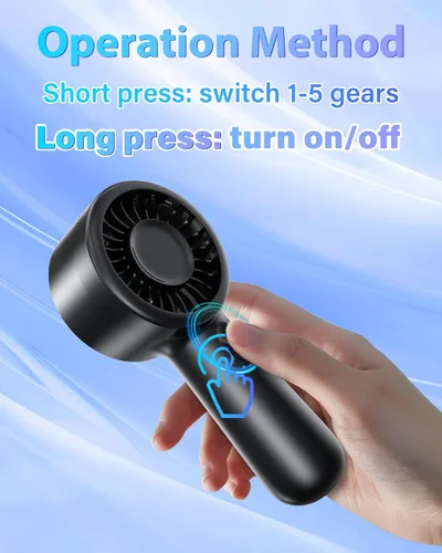 Miniatura 3 de Ventilador de mano portátil, pequeño ventilador de mano turbo personal, potente, refrescante, cordón, recargable por USB, 5 velocidades, maquillaje