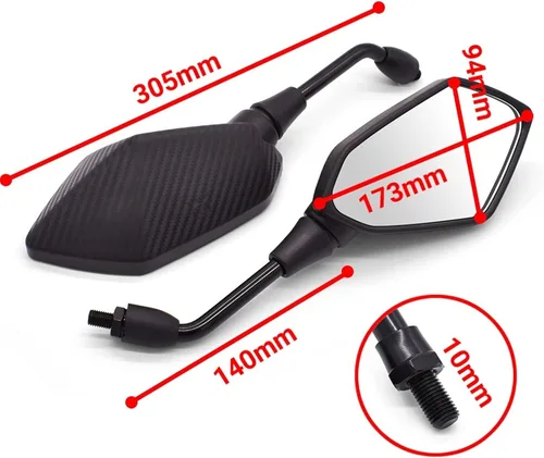 Miniatura 4 de Espejo retrovisor de motocicleta, espejo retrovisor lateral universal de 0.394 pulgadas, 0.394 pulgadas, para Ducati Hypermotard 821 939 SP Negro