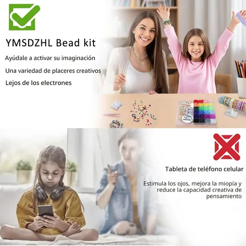 Miniatura 8 de YMSDZHL Kit de Fabricación de Pulseras con Más de 6000 Cuentas de Arcilla, 24 Colores de Cuentas Planas DIY Preppy para Hacer Joyas de Amistad