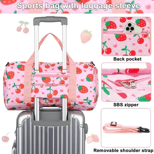 Miniatura 3 de BTOOP Bolsa de lona para niñas, niños, gimnasio, deportes, mujer, bolsa de viaje para entrenamiento, fin de semana, con compartimento para zapatos