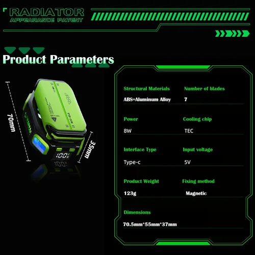 Miniatura 6 de Enfriador magnético para teléfono con batería recargable, ventilador de refrigeración LED con refrigeración de semiconductores, enfriador