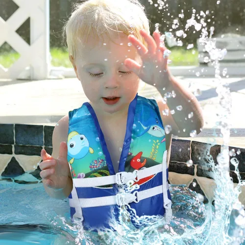 Miniatura 6 de Chaleco de natación para niños pequeños, flotador de piscina para niños, flotador de natación para niños de 20 a 70 libras, chaleco flotante