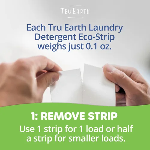 Miniatura 3 de Tru Earth Hojas de detergente compacto para ropa seco, sin perfume, hasta 768 cargas (384 unidades), sin parabenos, detergente sin líquido Eco-Strip