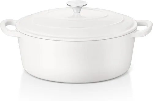 Miniatura 32 de E-far - Horno holandés de 6 cuartos de galón, esmaltado de hierro fundido con tapa, olla de cocina redonda antiadherente para Naranja