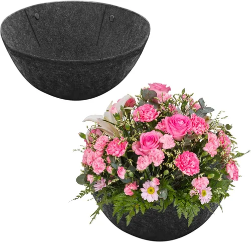 Miniatura 12 de Riare Paquete de 2 forros redondos de tela de 14 pulgadas para cestas colgantes, forro de fibra de coco de repuesto para colgar flores
