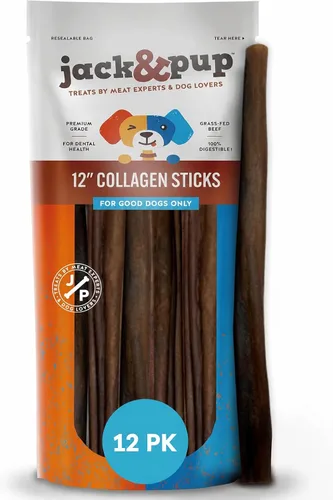 Miniatura 7 de Jack&Pup Palitos de colágeno de carne de res trenzados de 6 pulgadas para perros, masticables sin cuero crudo de larga duración Golosinas