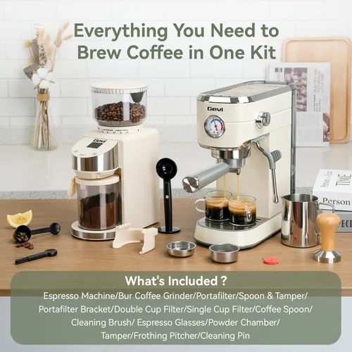 Miniatura 2 de Máquina de Espresso Gevi 20 Bar con Molinillo, Juego de Cafetera Espresso Profesional con 35 Configuraciones de Molienda Precisas, Máquinas