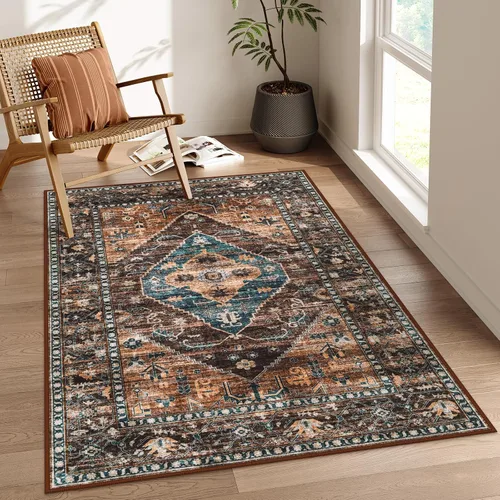 Miniatura 48 de Lahome - Tapete con diseño bohemio, pequeño, antideslizante, lavable, ultradelgado, con estampado oriental desgastado, para entrada, cocina