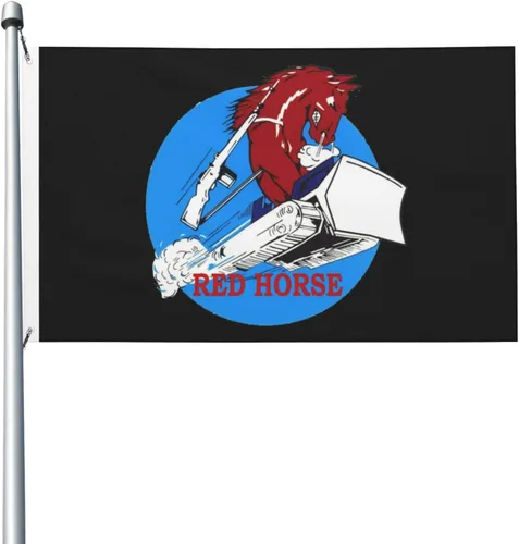 Bandera de la Fuerza Aérea Usaf Red Horse de 3 x 5 pies de doble cara para decoración de interiores con 2 ojales