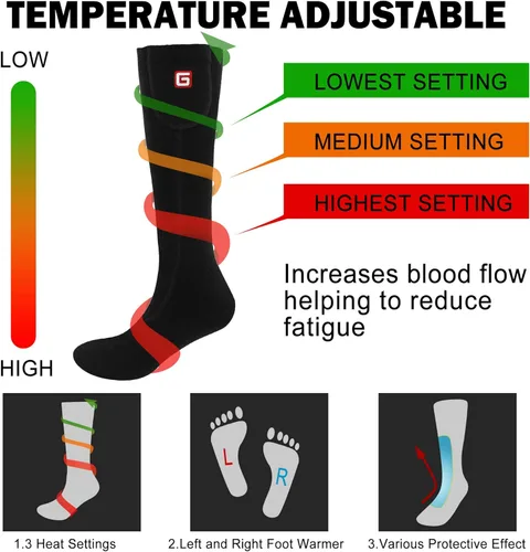 Miniatura 4 de Autocastle Calcetines calefactables con batería, kit de calcetines de calefacción eléctricos recargables para hombres y mujeres, medias térmicas