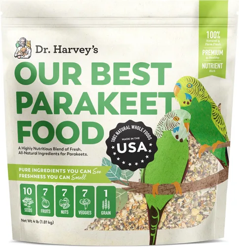 Dr. Harvey's Nuestro mejor alimento para periquitos, semillas saludables, frutos secos, frutas y verduras Alimento para aves para periquitos y