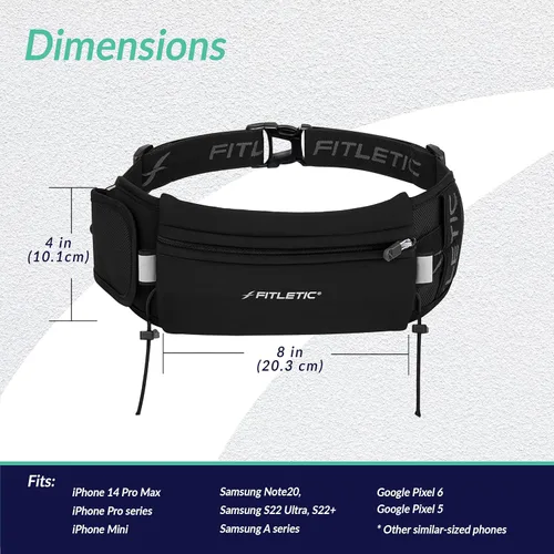 Miniatura 2 de Fitletic - Ultimate II - Bolsa para correr con geles, bolsa para corredores, cinturón para correr con trabillas de gel, bolsillo exterior, bolsillo