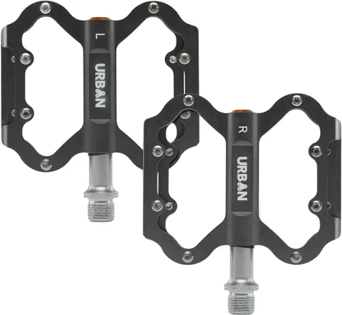 Miniatura 6 de Pedales ligeros de plataforma plana MTB con 16 pasadores hexagonales antideslizantes para agarre Rojo