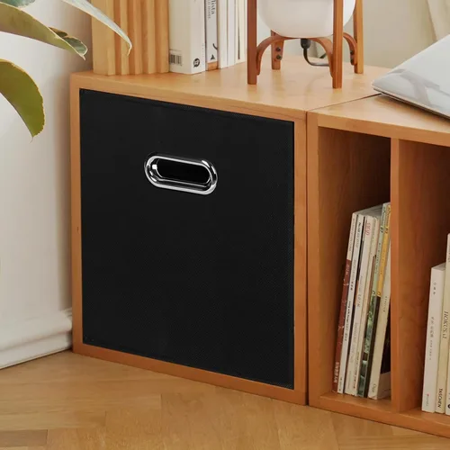 Miniatura 4 de STOREONE - Cubos de almacenamiento de tela con contenedores de cestas (28x28x28 cm) con asas dobles para estante, armario, organizadores de Negro