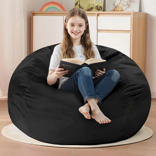 Miniatura 24 de Homguava - Sillón puff de 3 pies Sillón estilo puff grande de 3 pulgadas con relleno de espuma viscoelástica, sofá suave con funda de terciopelo