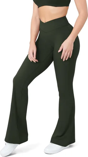 Miniatura 37 de HEGALY Pantalones de yoga acampanados para mujer, leggings cruzados, suaves, de cintura alta, pantalones casuales de entrenamiento con corte de bota